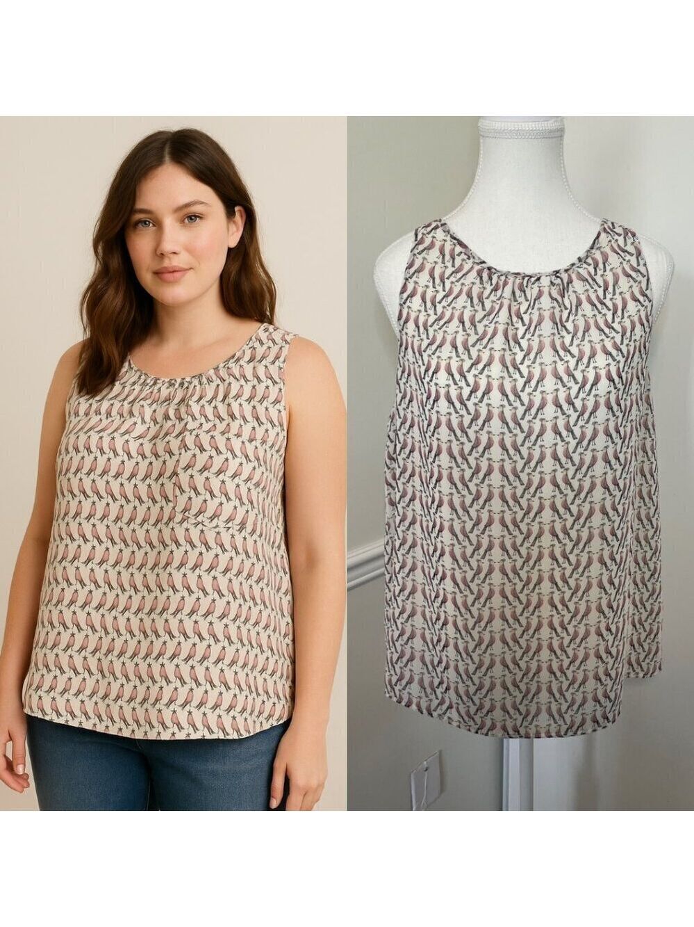 🐈Zara Bird Print Chiffon Blouse L